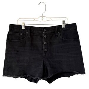 J. Crew Women's Denim High Rise Jean Shorts Size 31 Size 12 Black Wash Raw Hem